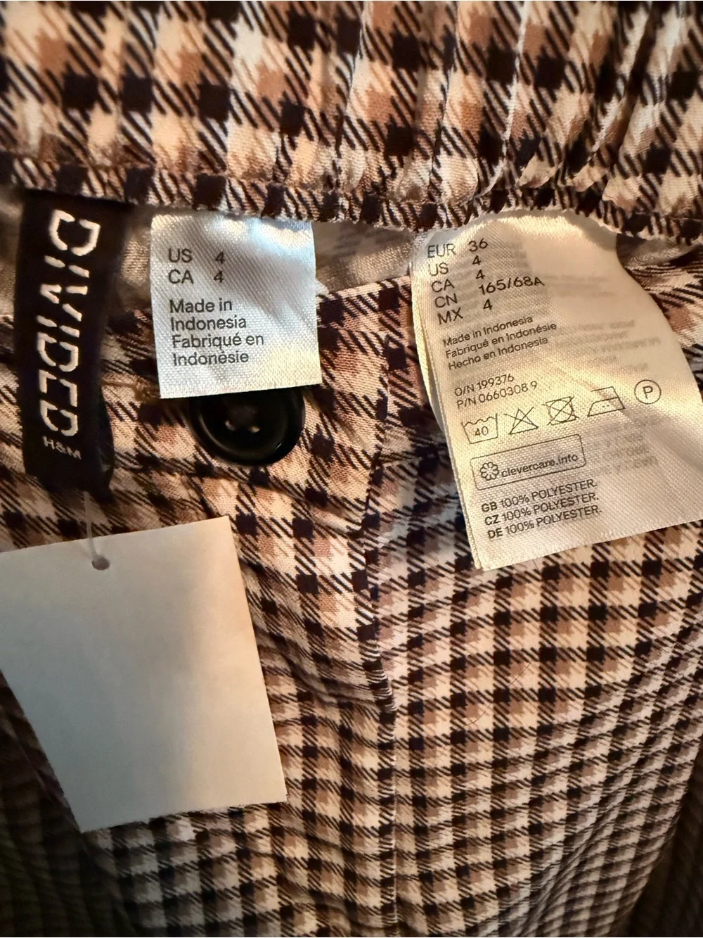 H&M Black & White Checked Dress Trousers
